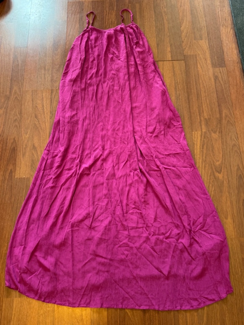 A New Day Pink Maxi Dress Spaghetti Strap Flowy Rayon- Sz. Large- Casual Summer